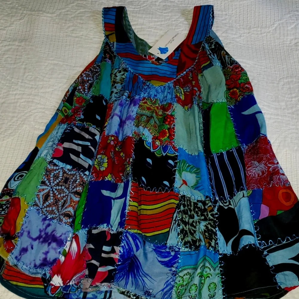 Artisan Advance Apparel Patchwork Tank Tunic NWT OS - Picture 1 of 6